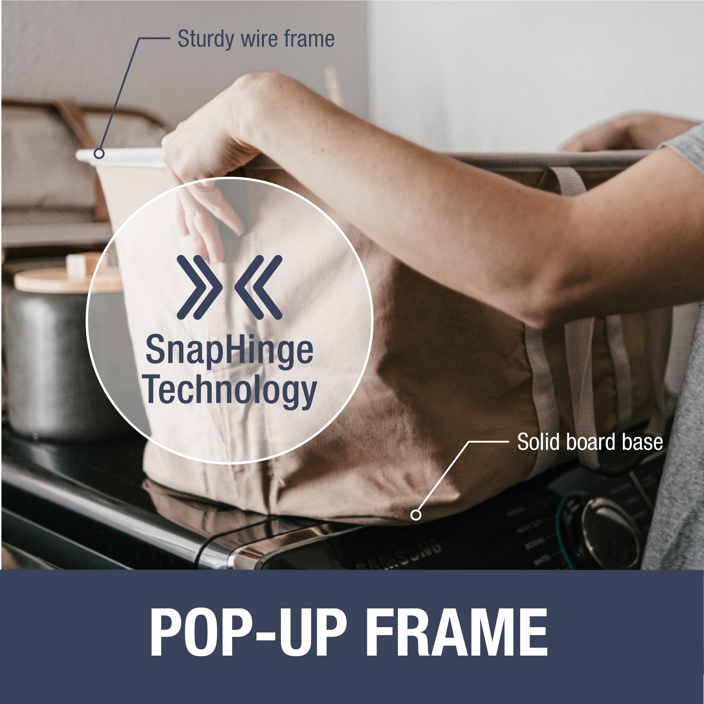 Clevermade Collapsible Laundry Tote, Luxe Mocha 2Pk - 50L (13 Gal) Premium Cotton Blend Collapsible Laundry Baskets With Sturdy